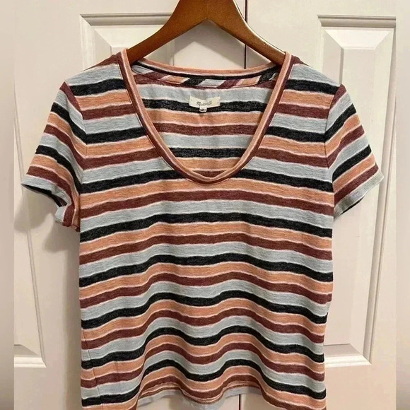 Madewell Alto Scoop Tee in Colborne Stripe Size Medium - Picture 3 of 11